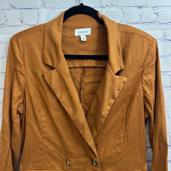 Evereve Alexa Double Breasted Linen Blend Blazer Burnt Orange Size Small - Picture 2 of 8